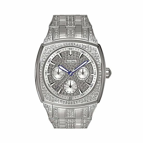 Bulova Men's Crystal Stainless Steel Watch - 96C002 1 Bulova Men's Crystal Stainless Steel Watch - 96C002