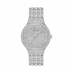 Bulova Men's Silver-Tone Crystal Watch