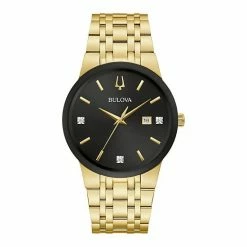 Bulova Men's Gold-Tone Diamond Accent Watch - 97D127