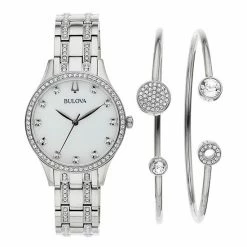 Bulova Women's Crystal Watch & Bracelet Set - 96X145