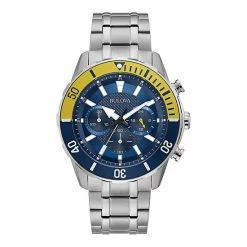 Bulova Men's Stainless Steel Chronograph Watch With Blue Dial - 98A245