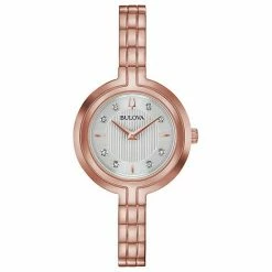 Bulova Women's Rhapsody Diamond Accent Rose Gold-Tone Stainless Steel Watch - 97P145