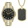 Bulova Men's Crystal Watch & Dog Tag Pendant Set - 98K107