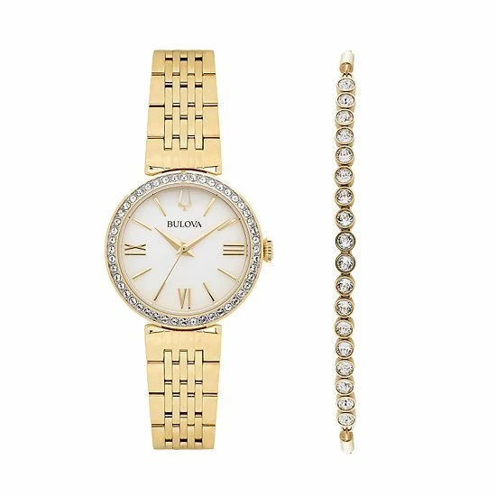 Bulova Crystal Accent Watch & Lariat Bracelet Set - 98D147 1 Bulova Crystal Accent Watch & Lariat Bracelet Set - 98D147