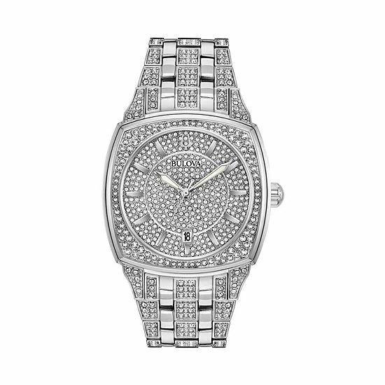 Bulova Men's Crystal Watch, Pave Dial - 96B296 1 Bulova Men's Crystal Watch, Pave Dial - 96B296