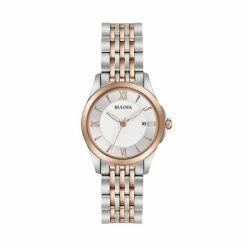 Bulova Women's Classic Two Tone Stainless Steel Watch Rose Gold Tone
