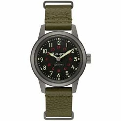 Bulova Men's Automatic Military Leather NATO Strap Watch - 98A255K