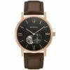 Bulova Men's Automatic Brown Leather Watch - 97A155K