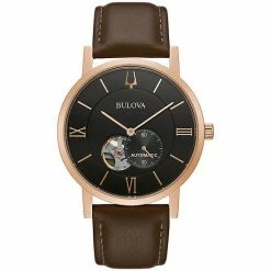 Bulova Men's Automatic Brown Leather Watch - 97A155K