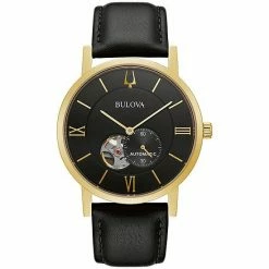 Bulova Men's Automatic Black Leather Watch - 97A154K
