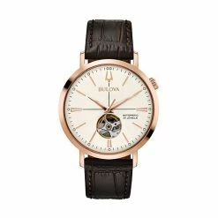 Bulova Men's Classic Leather Automatic Skeleton Watch - 97A136