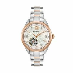 Bulova Women's Diamond Stainless Steel Automatic Skeleton Watch Two Tone