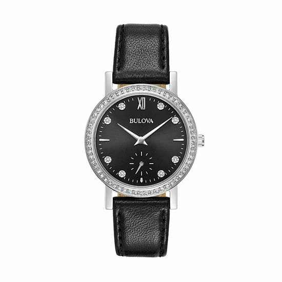 Bulova Women's Crystal Leather Watch - 96L246 1 Bulova Women's Crystal Leather Watch - 96L246