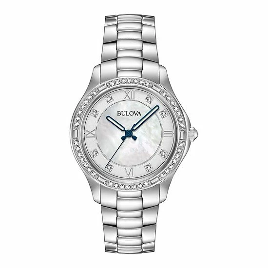 Bulova Women's Mother Of Pearl & Crystal Watch - 96L265 1 Bulova Women's Mother Of Pearl & Crystal Watch - 96L265