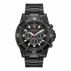 Bulova Men's Black Stainless Steel Chronograph Watch - 98B337