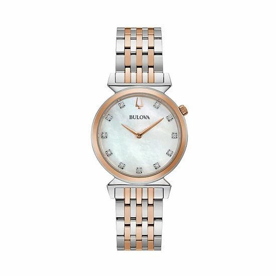 Bulova Women's Slim Regatta Diamond Accent Two-Tone Watch - 98P192 1 Bulova Women's Slim Regatta Diamond Accent Two-Tone Watch - 98P192
