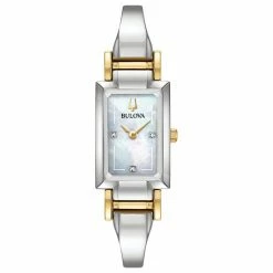 Bulova Women's Diamond Accent Two-Tone Half-Bangle Watch - 98P188