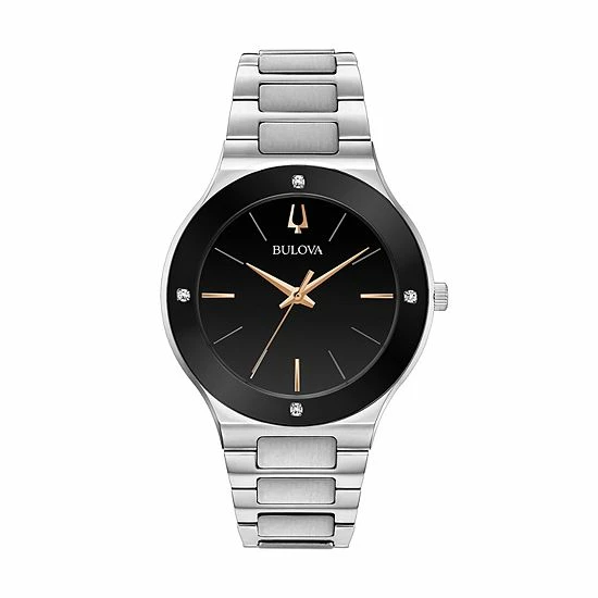 Bulova Men's Diamond Accent Stainless Steel Watch - 96E117K 1 Bulova Men's Diamond Accent Stainless Steel Watch - 96E117K
