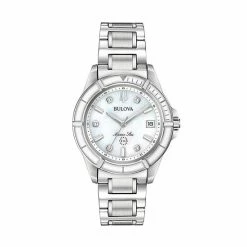 Bulova Women's Marine Star Diamond Accent Stainless Steel Watch - 96P201