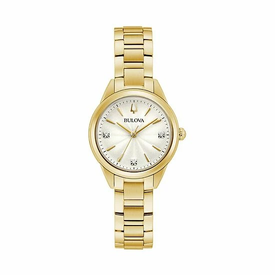 Bulova Women's Diamond Accent Gold-Tone Watch - 97P150 1 Bulova Women's Diamond Accent Gold-Tone Watch - 97P150