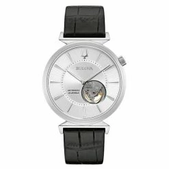Bulova Men's Slim Regatta Automatic Black Leather Watch - 96A240