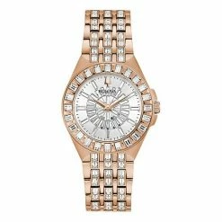 Bulova Women's Rose Gold-Tone Crystal Baguette Watch - 98L268