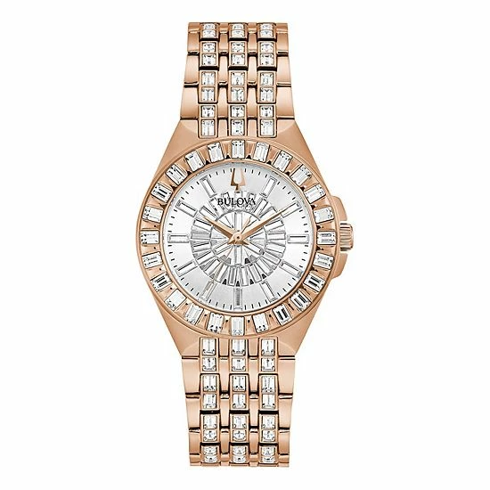 Bulova Women's Rose Gold-Tone Crystal Baguette Watch - 98L268 1 Bulova Women's Rose Gold-Tone Crystal Baguette Watch - 98L268