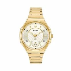 Bulova Women's CURV Gold Tone Stainless Steel Diamond Accent Watch - 97P136